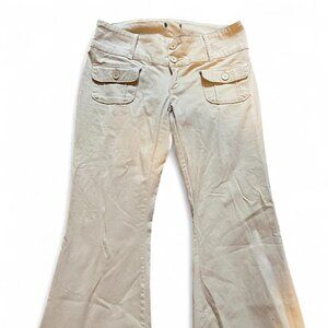 Vintage Ralph Lauren cream low rise flare trousers with pockets in the front